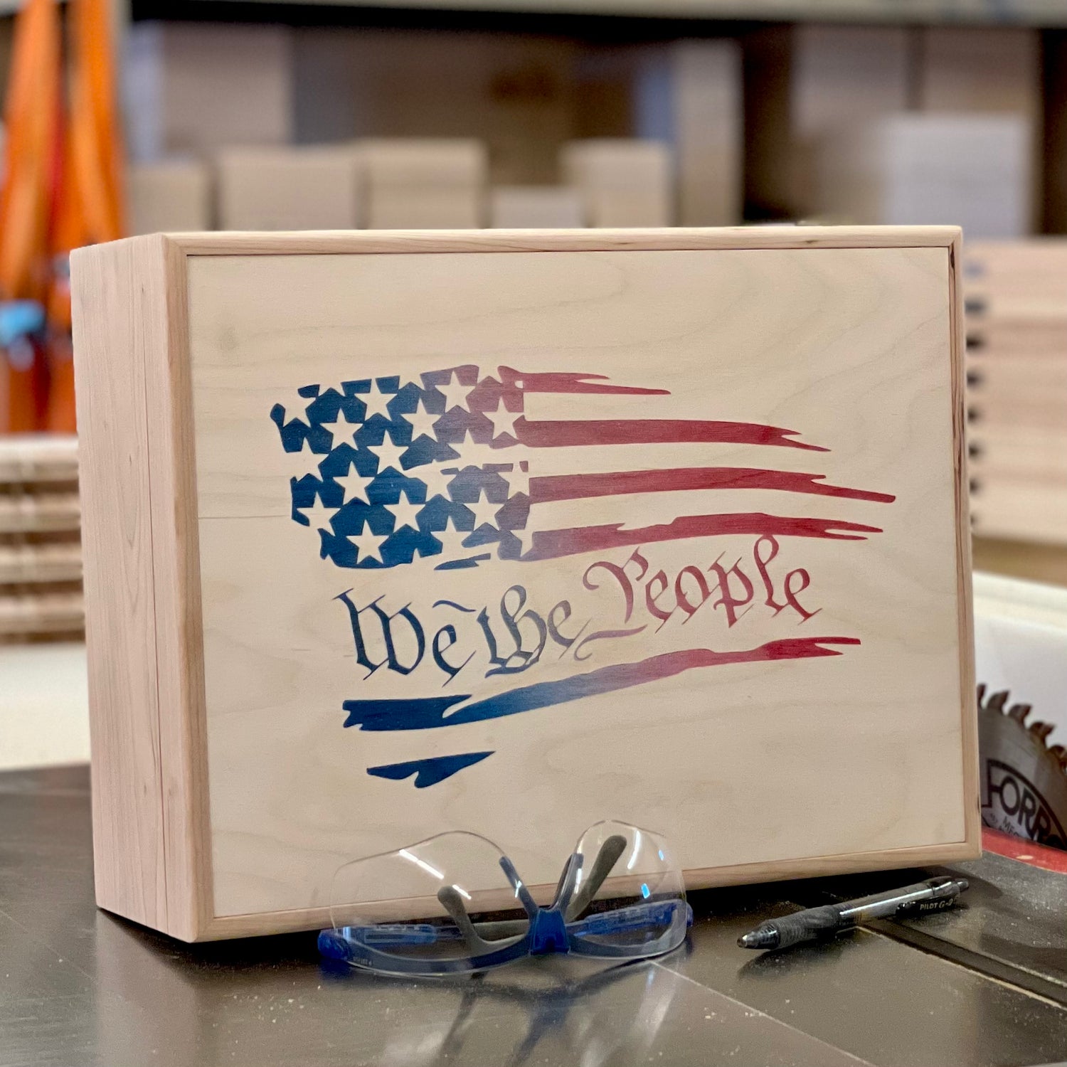 A unique, one-of-a-kind hardwood box from the maker's personal collection, featuring artistic finishes.