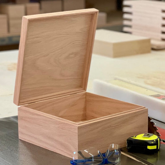 Square Wooden Box Oak Wood Box for Crafts Unfinished Wood Box Decorative Wooden Box Gift for Him Memory Box for Her Laser Engraving Handmade