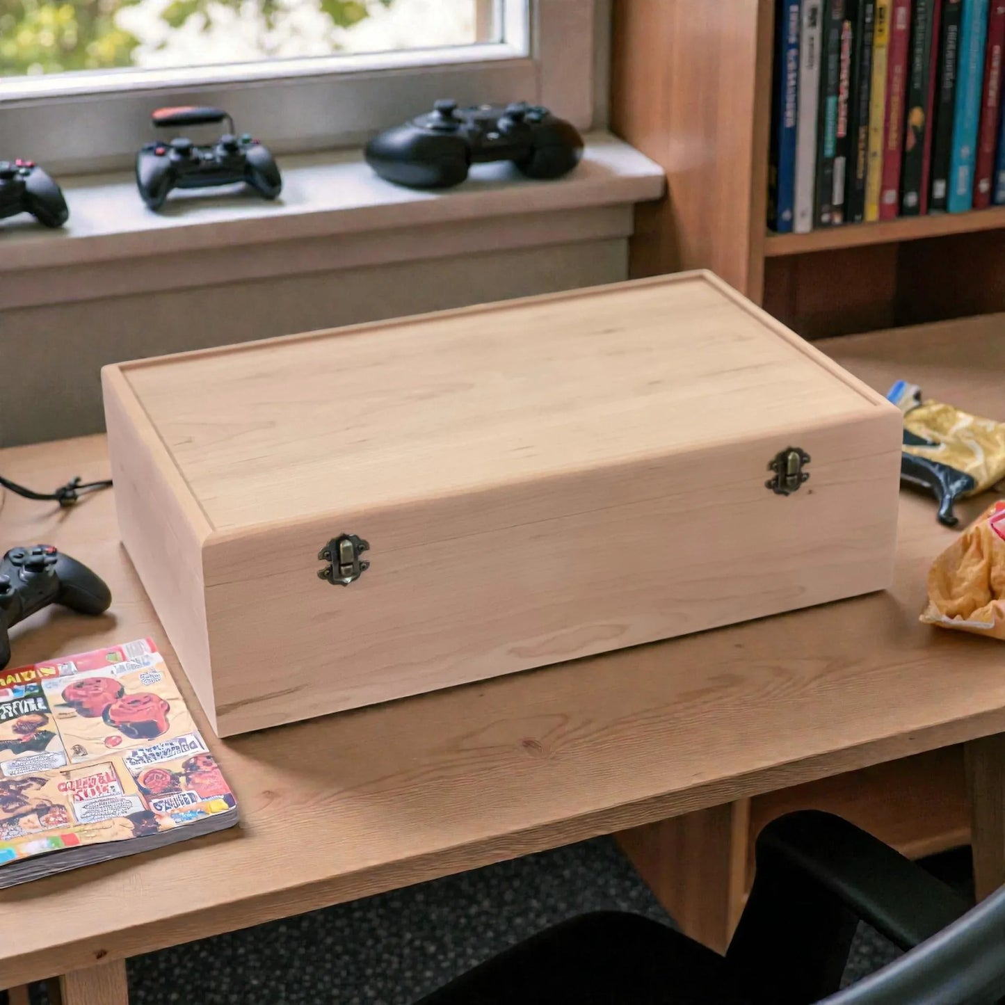 5-Row Wooden Card Storage Box - All Natural Oak, Maple, Cherry - Holds 1,875+ Cards - The Designcraft Studio