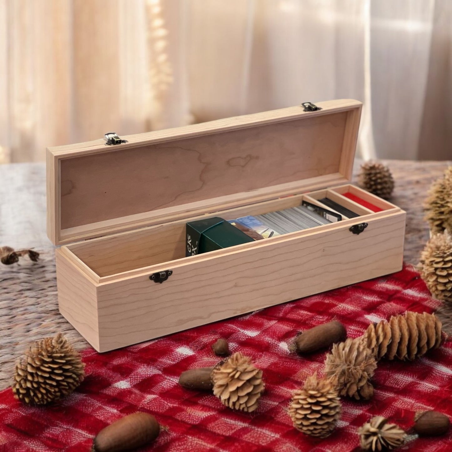 Trading Card Deck Box Wooden Collector Card Storage Box Card Organizer TCG Deck Box Baseball Card Storage Gift for Him Football Card Box