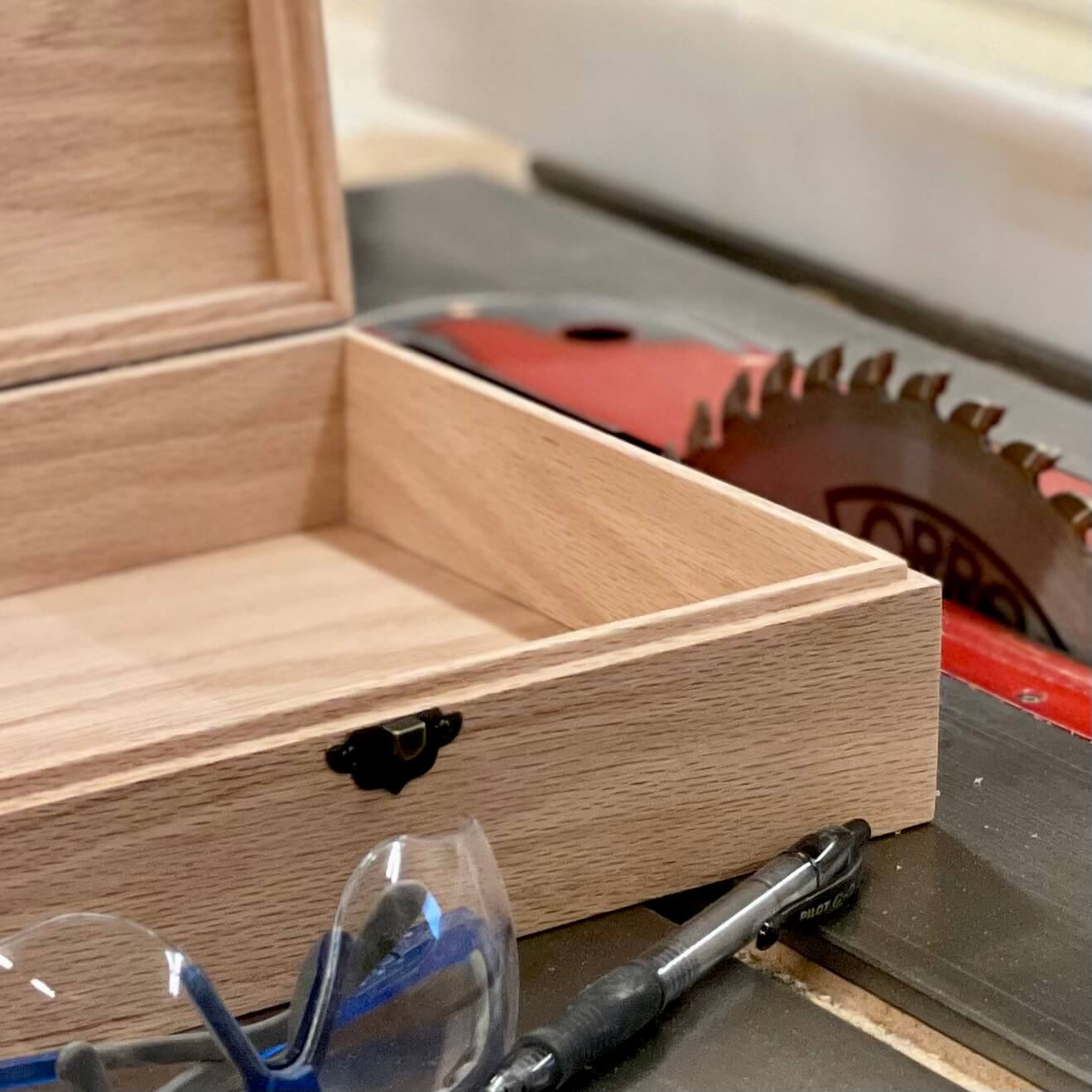 Wooden Box with Hinged Lid | Small Unfinished Wood Box | Custom Engravings | 10x8x3 | Box Shown in Oak