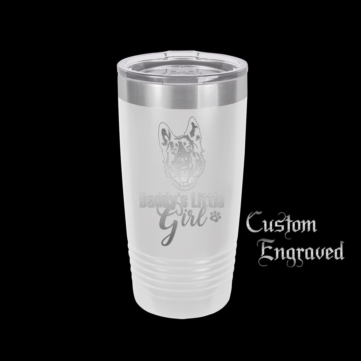 The Designcraft Studio Daddy's Little Girl German Shepherd Travel Mug, Stainless Steel, Powder Coated Tumbler, Polar Camel, Engraved, Coffee Mug, Dad Gift