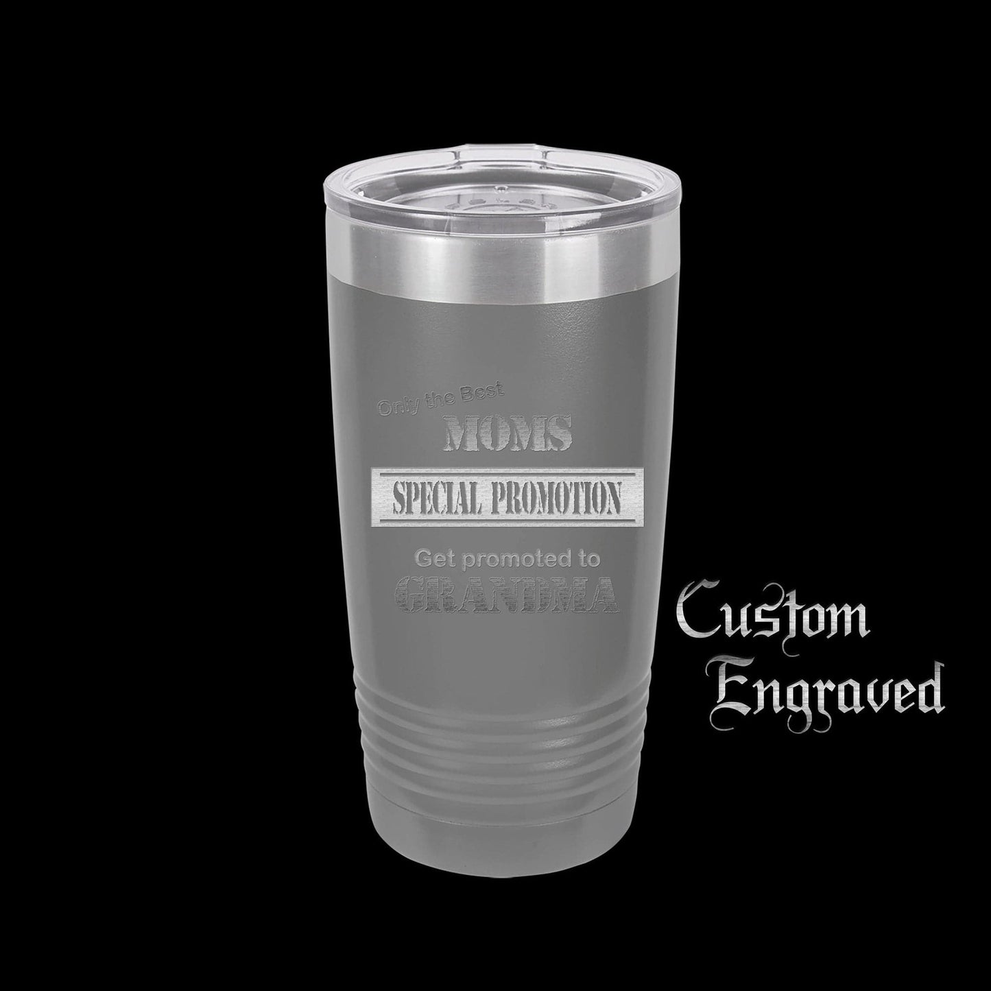 The Designcraft Studio Dark Grey Only The Best Moms Get Promoted To Grandma Travel Mug, Stainless Steel, Powder Coated Tumbler, Polar Camel, Engraved, Coffee Mug, Mom Gift