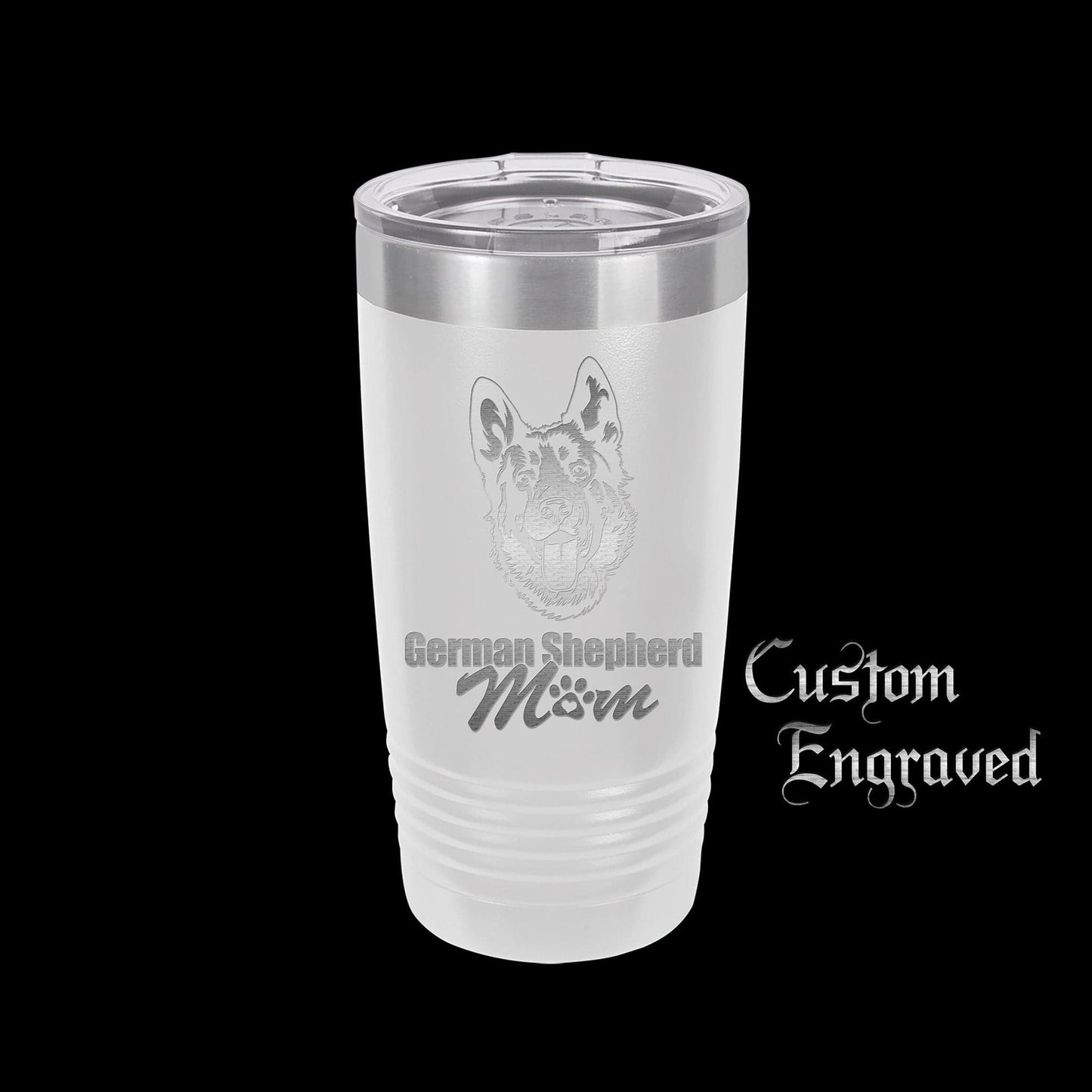 The Designcraft Studio German Shepherd Mom Travel Mug, Stainless Steel, Powder Coated Tumbler, Polar Camel, Engraved, Coffee Mug, Mom Gift