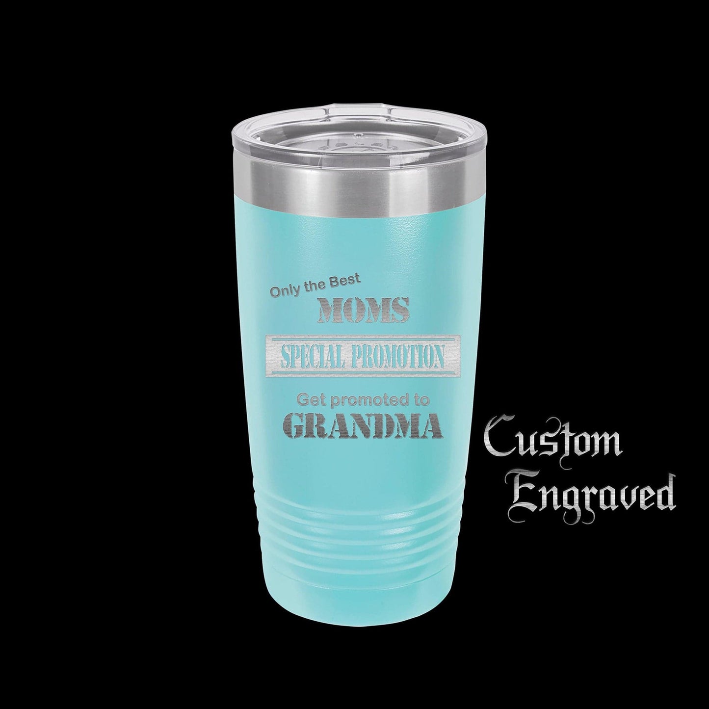 The Designcraft Studio Light Blue Only The Best Moms Get Promoted To Grandma Travel Mug, Stainless Steel, Powder Coated Tumbler, Polar Camel, Engraved, Coffee Mug, Mom Gift