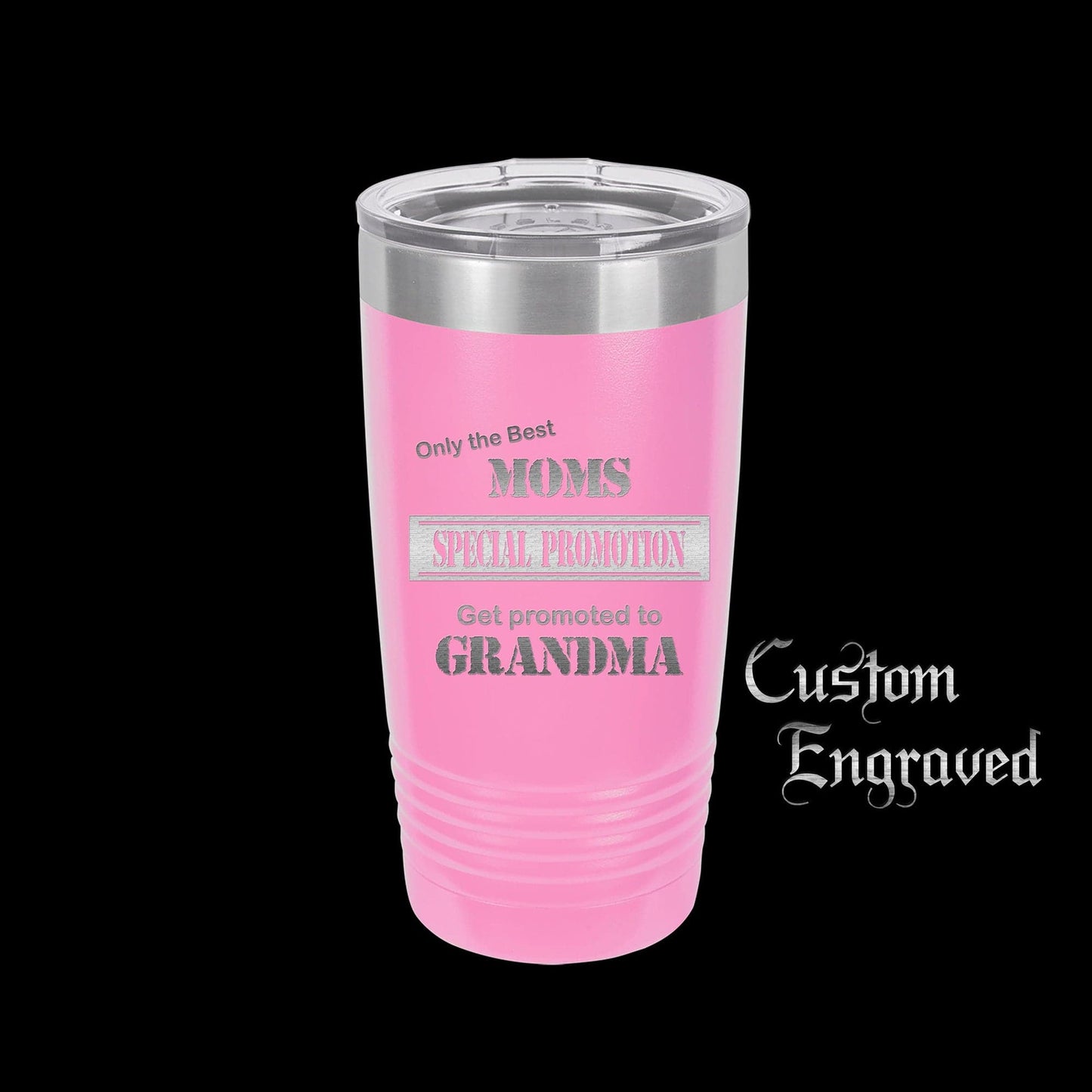 The Designcraft Studio Light Purple Only The Best Moms Get Promoted To Grandma Travel Mug, Stainless Steel, Powder Coated Tumbler, Polar Camel, Engraved, Coffee Mug, Mom Gift