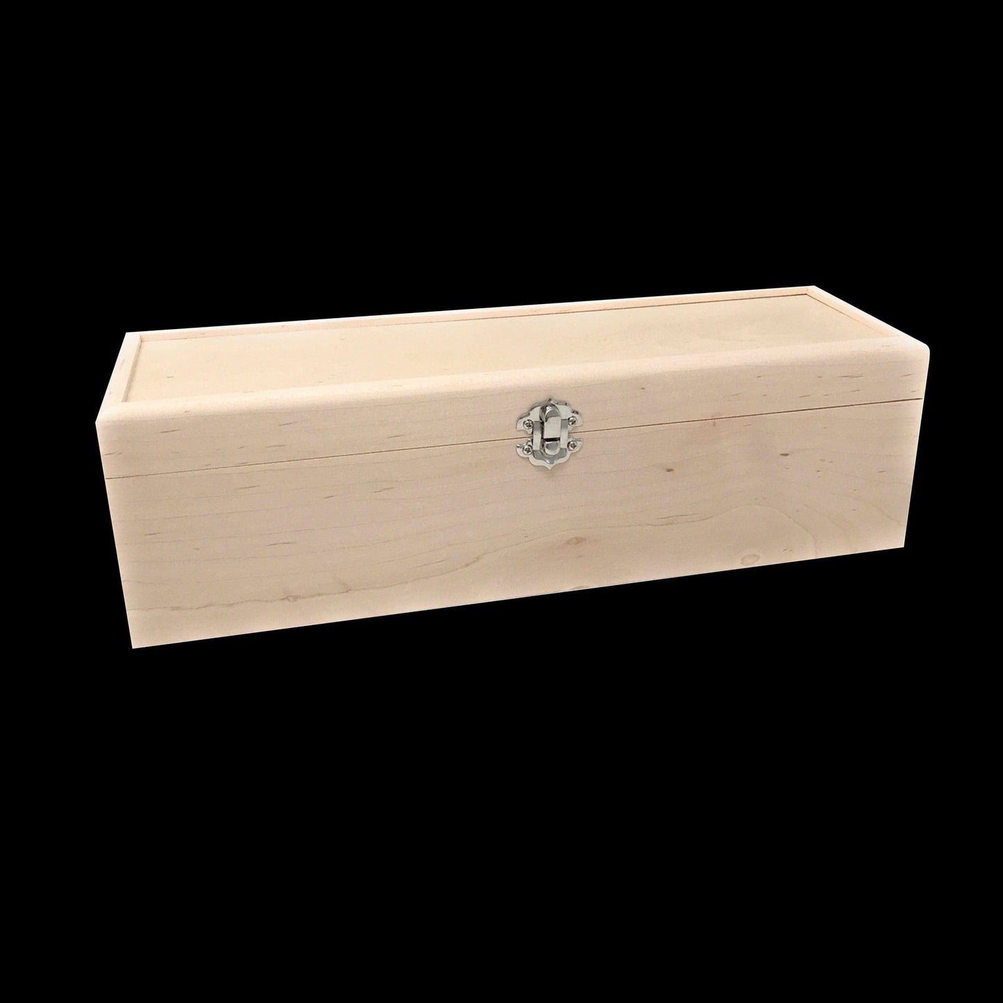 The Designcraft Studio Maple add Latch / Gold Unfinished Wood Box with Hinge and Latch 13 3/4 x 4 1/4 x 4 Personalized Laser Engraving Available