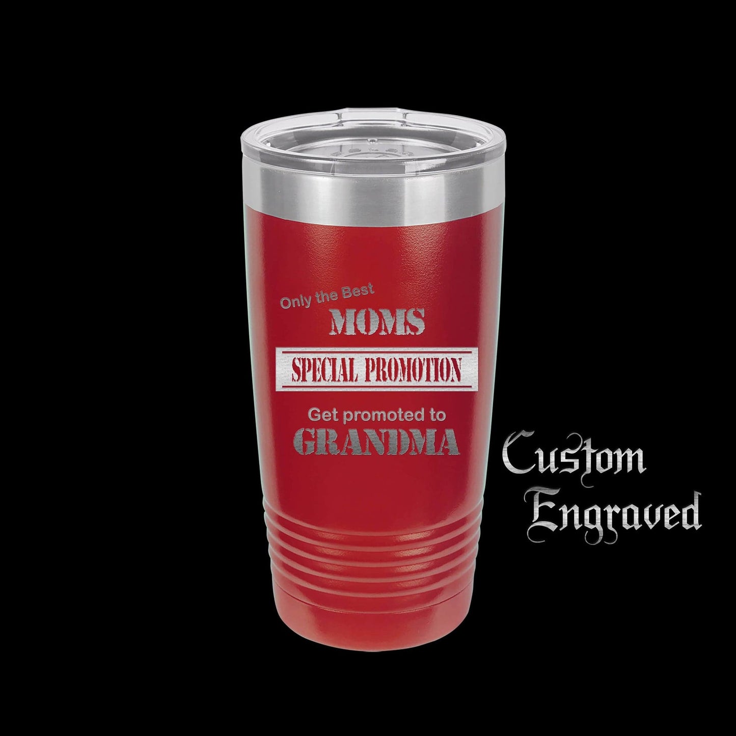 The Designcraft Studio Maroon Only The Best Moms Get Promoted To Grandma Travel Mug, Stainless Steel, Powder Coated Tumbler, Polar Camel, Engraved, Coffee Mug, Mom Gift