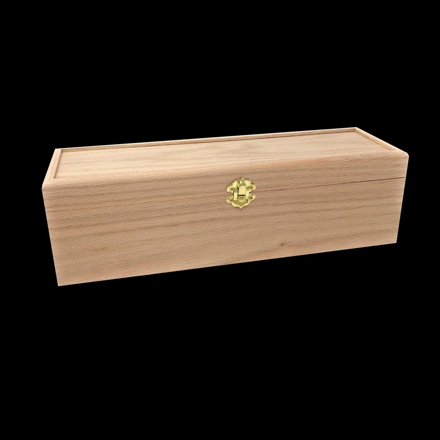The Designcraft Studio Oak add Latch / Gold Unfinished Wood Box with Hinge and Latch 13 3/4 x 4 1/4 x 4 Personalized Laser Engraving Available