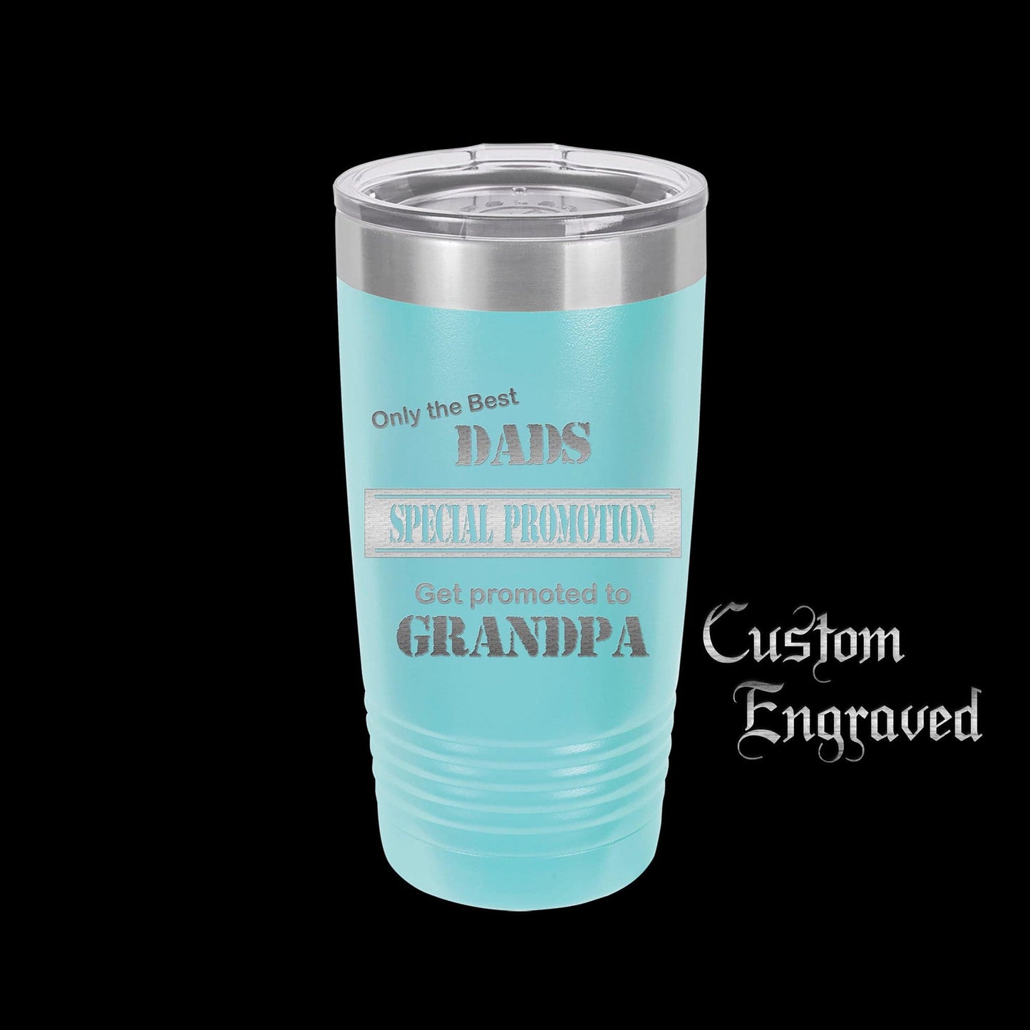 The Designcraft Studio Only The Best Dads Get Promoted To Grandpa Travel Mug, Stainless Steel, Powder Coated Tumbler, Polar Camel, Engraved, Coffee Mug, Dad Gift