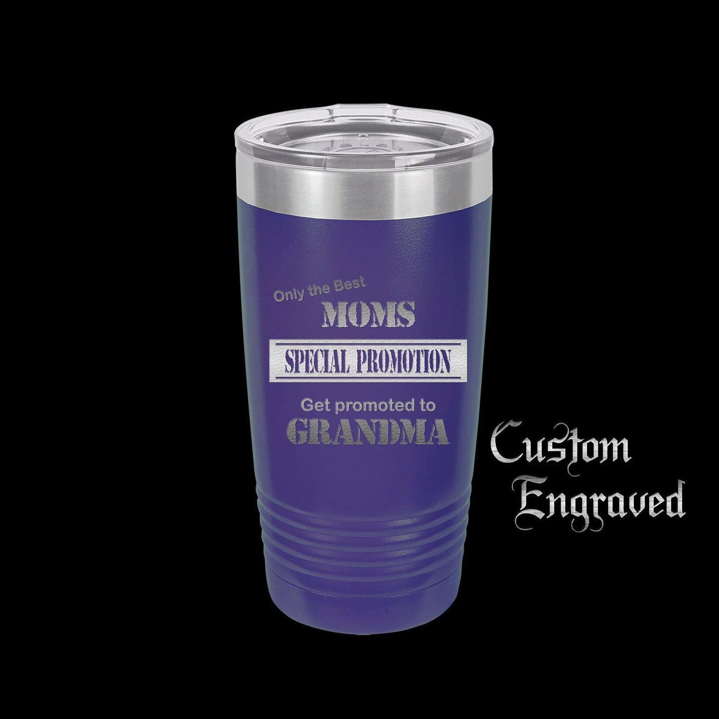 The Designcraft Studio Purple Only The Best Moms Get Promoted To Grandma Travel Mug, Stainless Steel, Powder Coated Tumbler, Polar Camel, Engraved, Coffee Mug, Mom Gift