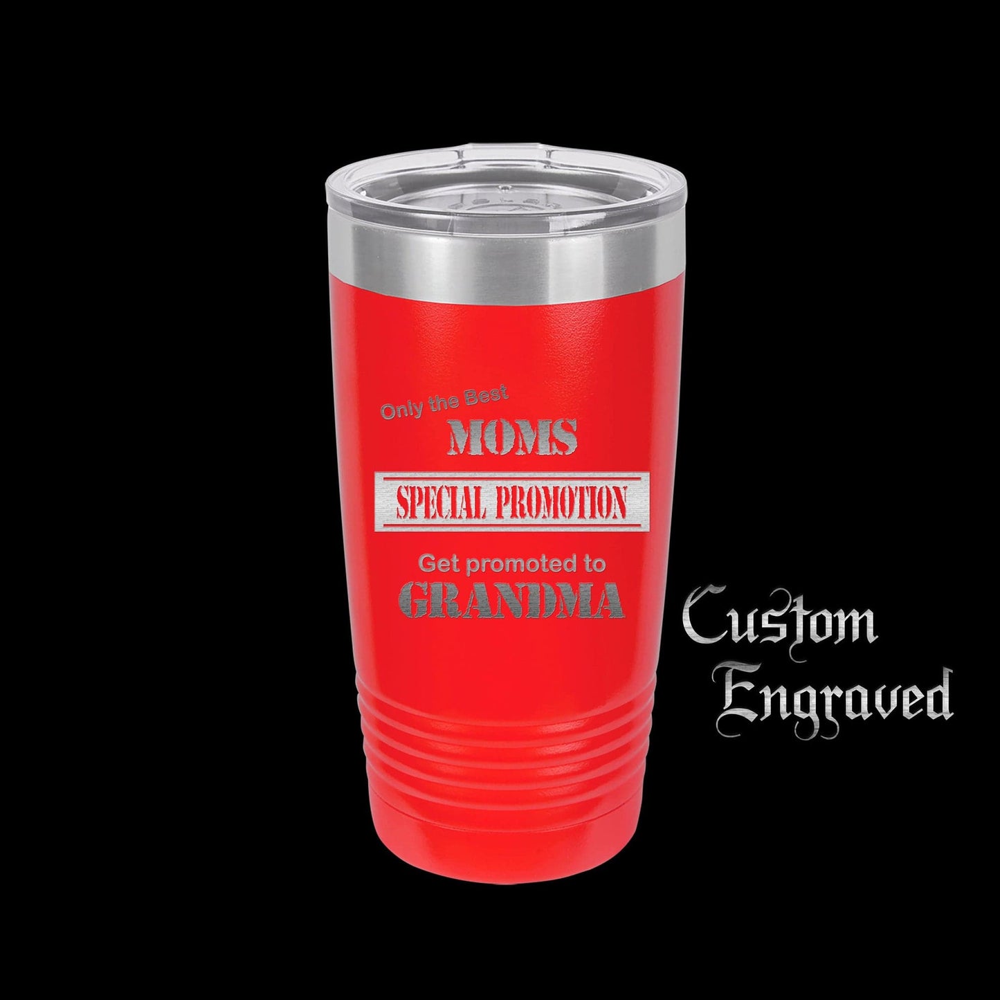The Designcraft Studio Red Only The Best Moms Get Promoted To Grandma Travel Mug, Stainless Steel, Powder Coated Tumbler, Polar Camel, Engraved, Coffee Mug, Mom Gift