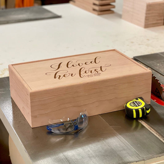 The Designcraft Studio Wedding Boxes Extra Large Wood Box with Lid-Wedding Gift-Engagement-Handmade-Gifts-Memory Box-Engraved Keepsake Box-Personalized-Couple Anniversary Gift