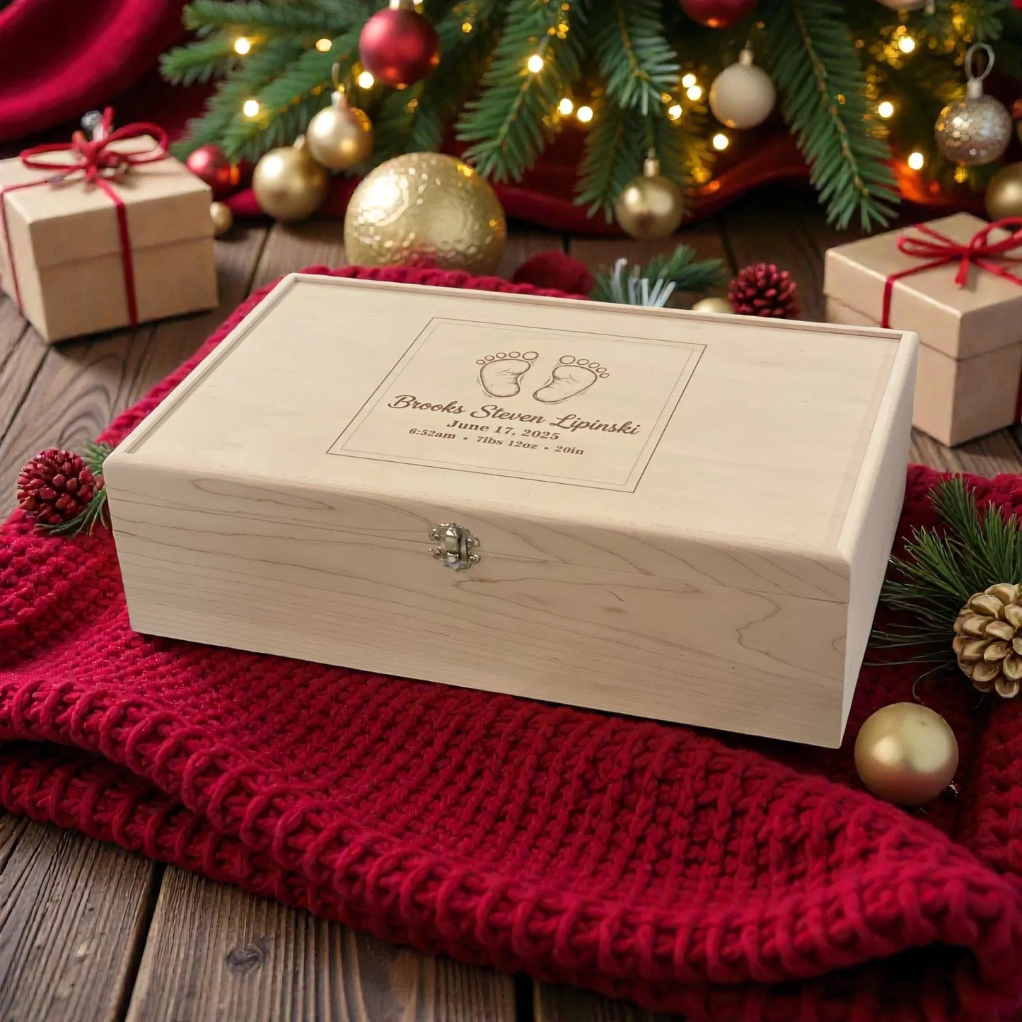 Personalized Baby Memory Box - Handcrafted Wooden Keepsake Gift - All Natural Birth Stats Box - Made in Tennessee - The Designcraft Studio