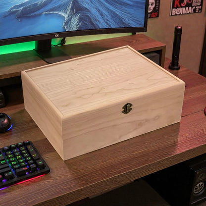 4-Row Wooden Card Storage Box - All Natural Oak, Maple, Cherry - Holds 1,500+ Cards - The Designcraft Studio
