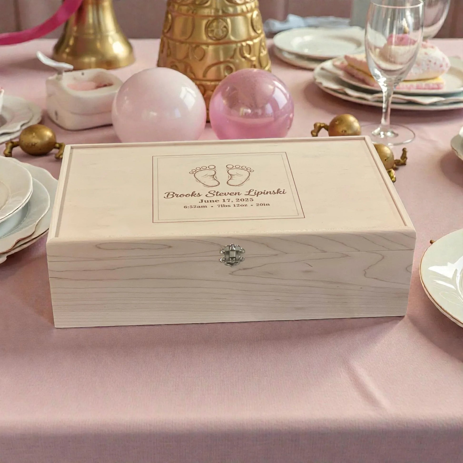 Personalized Baby Memory Box - Handcrafted Wooden Keepsake Gift - All Natural Birth Stats Box - Made in Tennessee - The Designcraft Studio