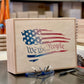 We the People Distressed American Flag Wooden Box with Hinged Lid - Store Your Treasures in Patriotic Style