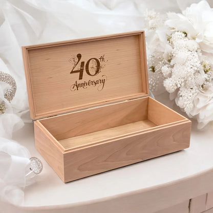 Personalized Anniversary Gift Wine Box for Couples Keepsake Box Memory Box Custom Engraved Anniversary Box for Wedding Gift for Her - The Designcraft Studio