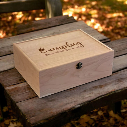 Large Unplug Box Family Phone Lock Up Box Wooden Box to Hold Cell Phones Cell Phone Time Out Cell Phone Charging Station Personalized Box - The Designcraft Studio