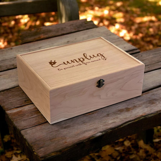 Large Unplug Box Family Phone Lock Up Box Wooden Box to Hold Cell Phones Cell Phone Time Out Cell Phone Charging Station Personalized Box