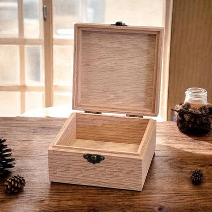 Personalized Small Wood Keepsake Box - 5x5x3 Unfinished Trinket & Jewelry Box with Lid | Custom Engraved - The Designcraft Studio