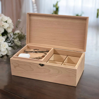 Watch Box Wood Watch Box for Men Wooden Watch Box Organizer Watch Box Personalized Watch Storage Case Laser Engrave Valet Tray Wood - The Designcraft Studio