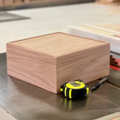 Square Wooden Box Oak Wood Box for Crafts Unfinished Wood Box Decorative Wooden Box Gift for Him Memory Box for Her Laser Engraving Handmade - The Designcraft Studio