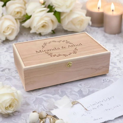 Wedding Card Box Bridal Card Box Wedding Keepsake Box Wedding Box Wedding Gift Box Wedding Money Box Wooden Card Box Custom Laser Engraved - The Designcraft Studio