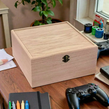 3-Row Wooden Trading Card Storage Box - MTG Commander Deck Box - Holds 1,125+ Cards - The Designcraft Studio