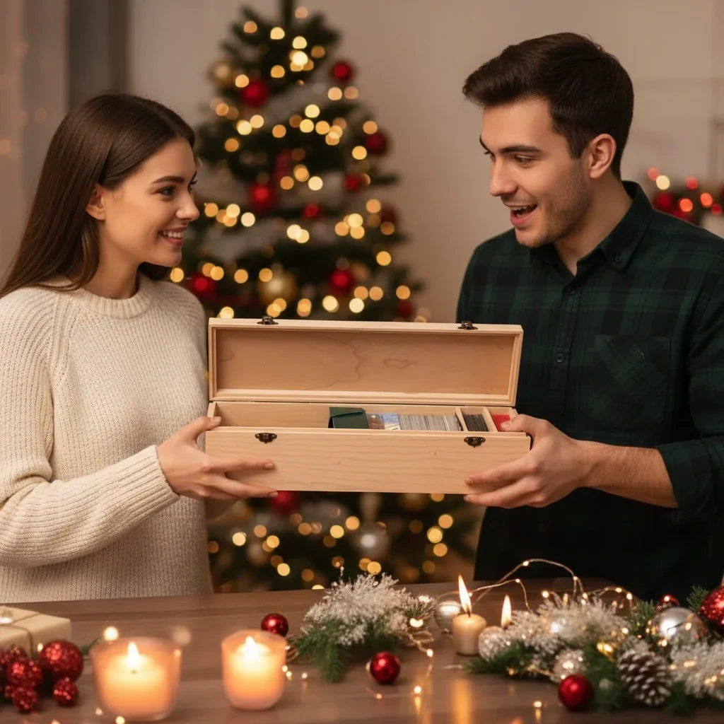 1-Row Wooden Trading Card Storage Box - MTG Deck Box - Holds 750+ Cards - The Designcraft Studio