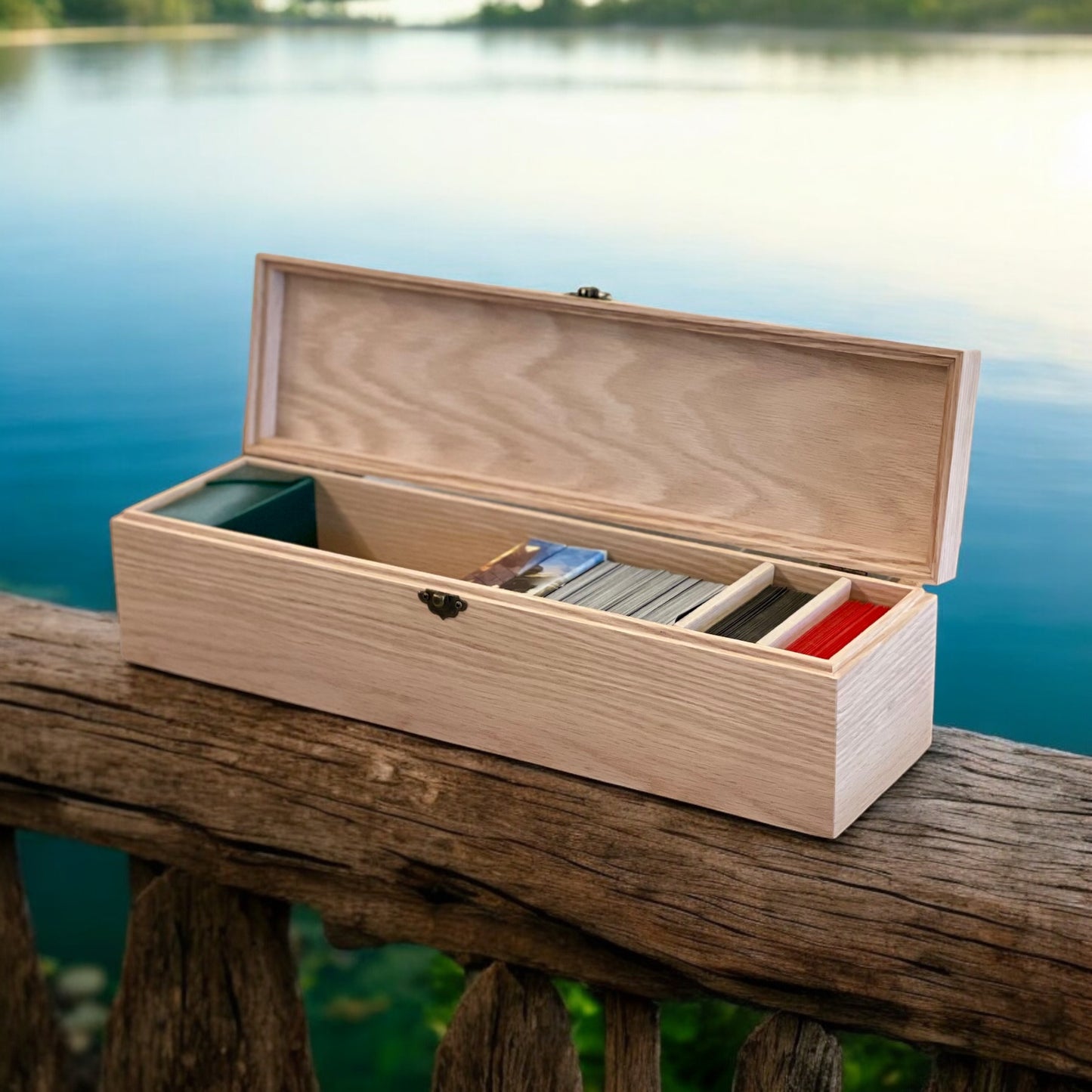 Trading Card Storage Box Wooden Collector Card Deck Box Card Organizer TCG Deck Box Baseball Card Storage Gift for Him Football Card Box