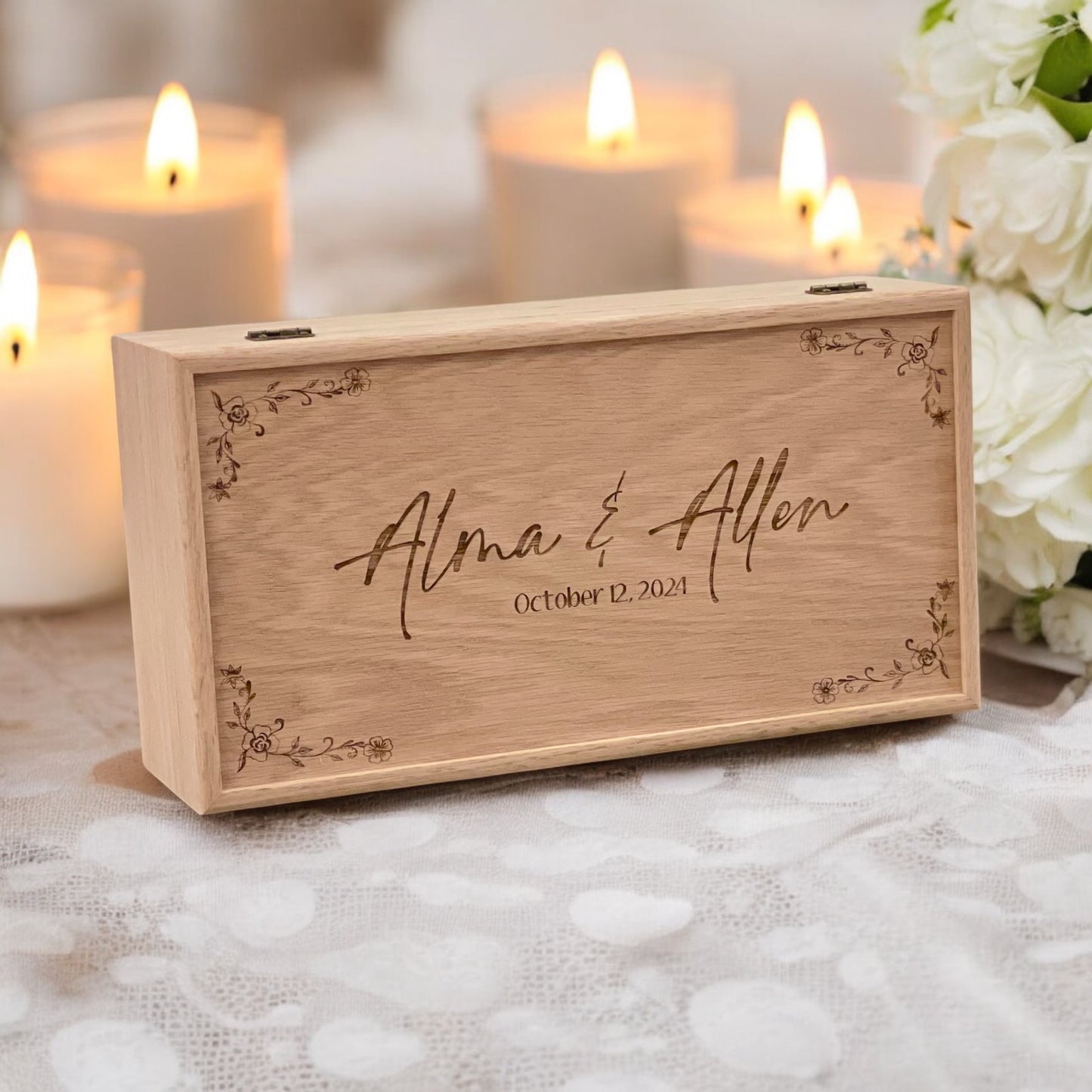 Personalized Wine Box Wedding Wooden Custom Wine Holder Engraved Wine Bottle Gift Box Engagement Wedding Gift for Couple Unity Ceremony