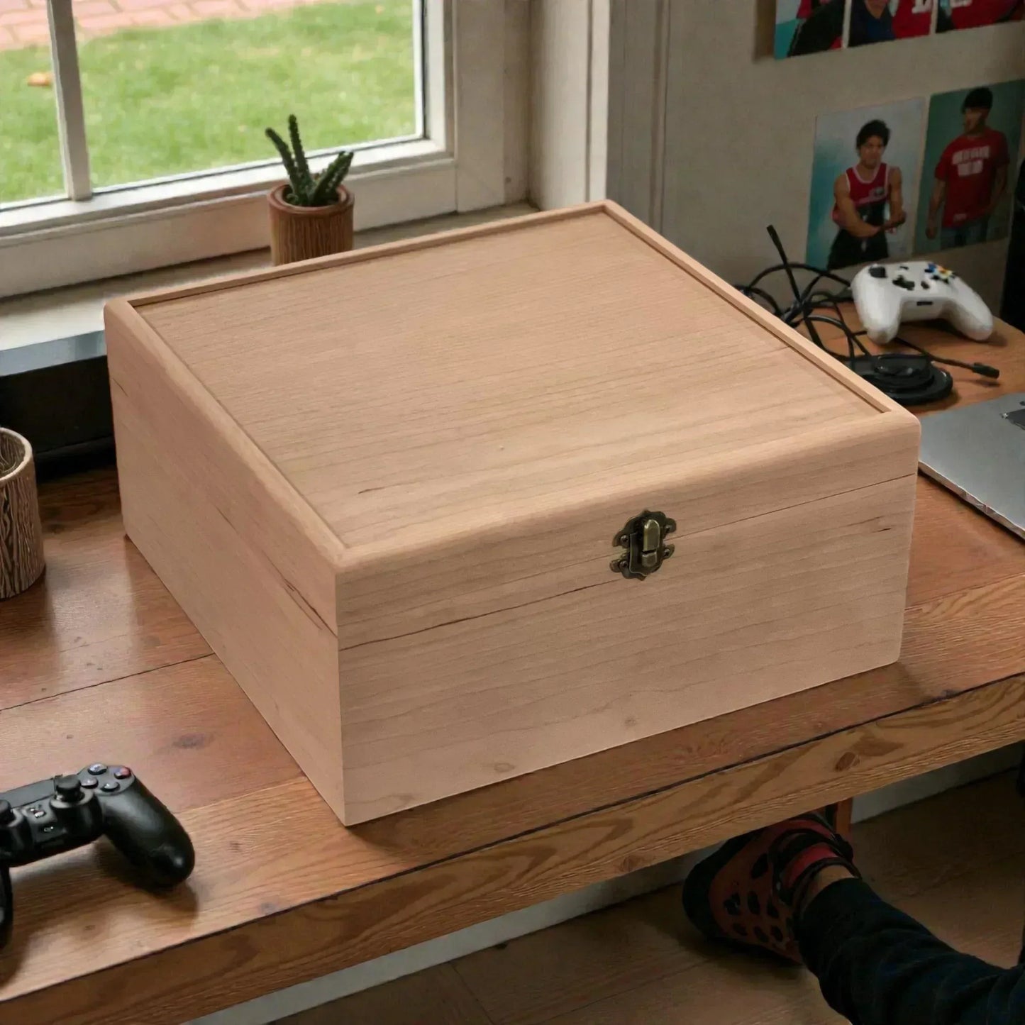 3-Row Wooden Trading Card Storage Box - MTG Commander Deck Box - Holds 1,125+ Cards - The Designcraft Studio