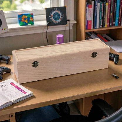 1-Row Wooden Trading Card Storage Box - MTG Deck Box - Holds 750+ Cards - The Designcraft Studio