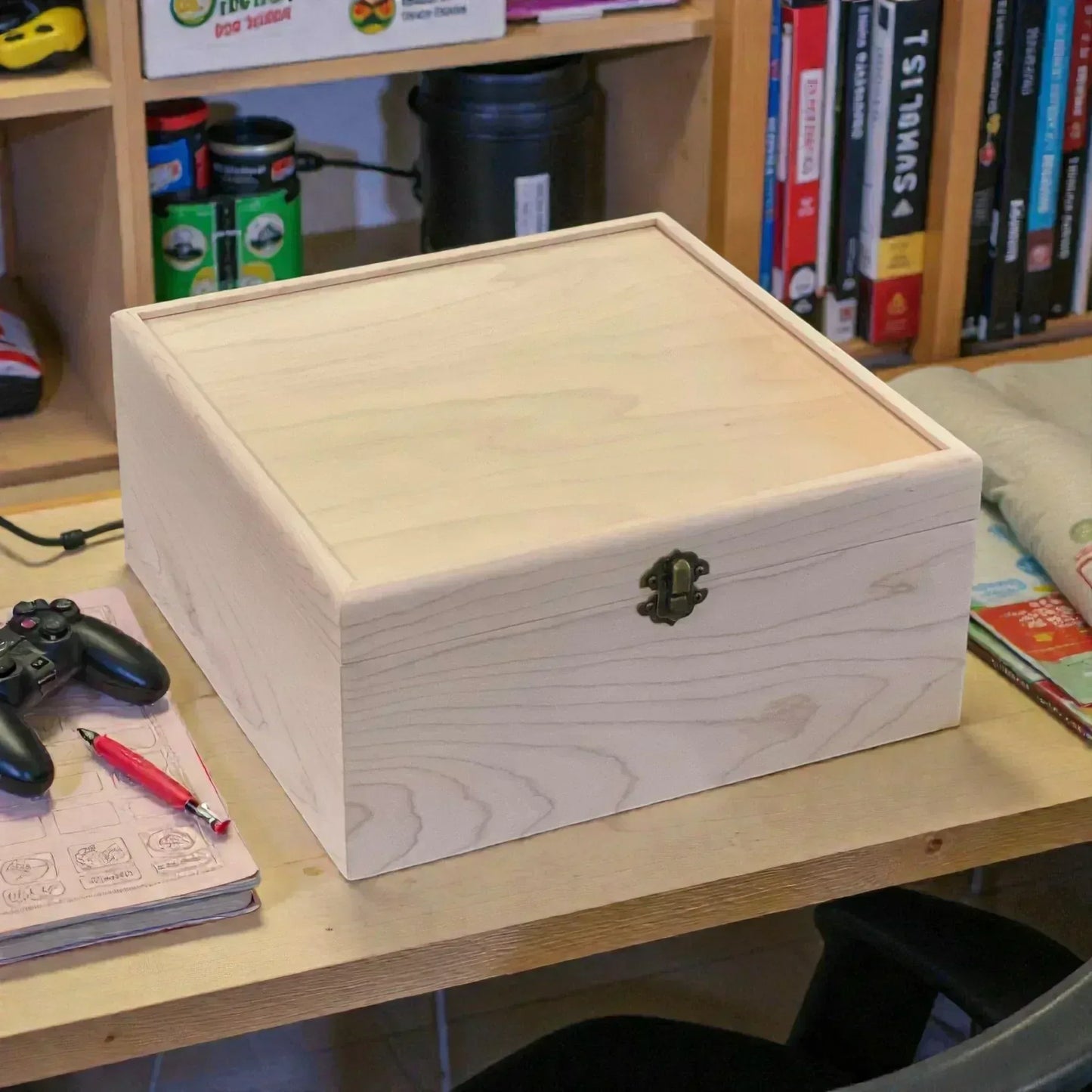 3-Row Wooden Trading Card Storage Box - MTG Commander Deck Box - Holds 1,125+ Cards - The Designcraft Studio