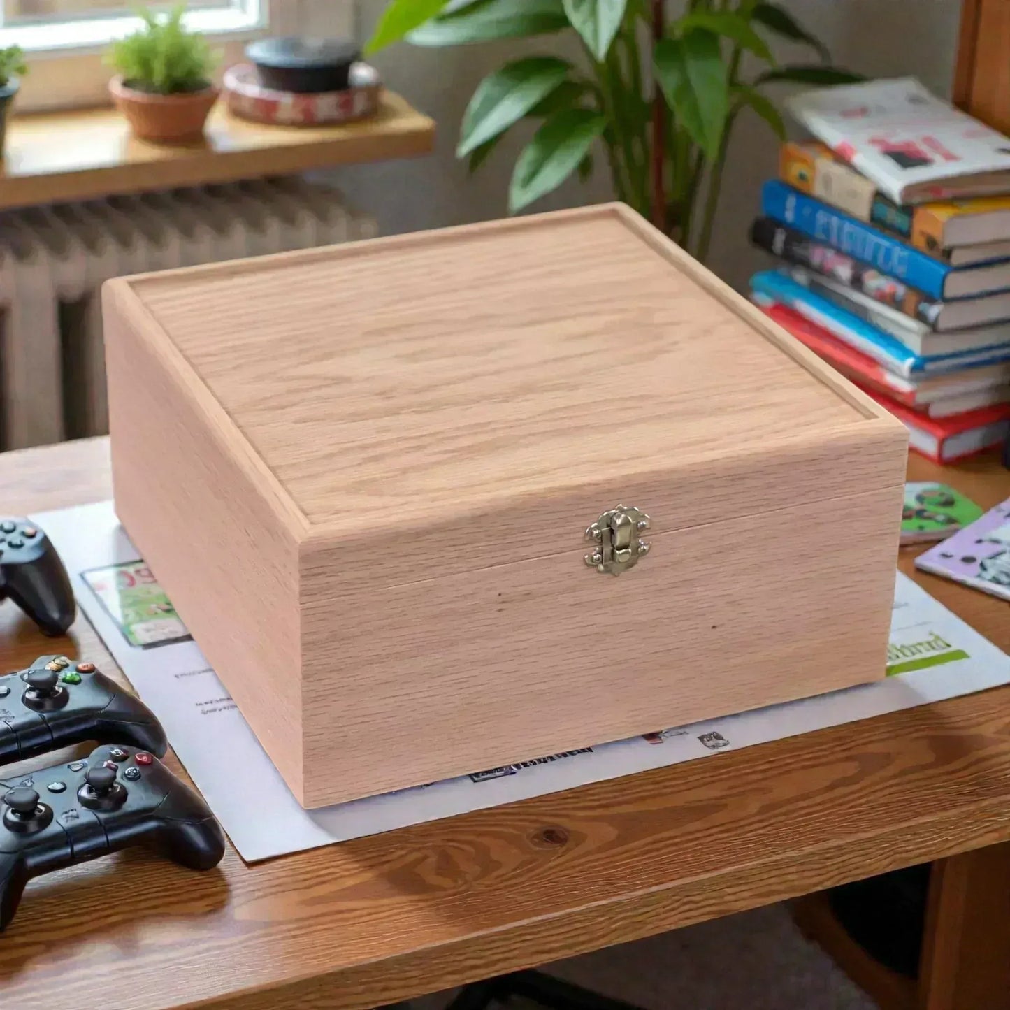 3-Row Wooden Trading Card Storage Box - MTG Commander Deck Box - Holds 1,125+ Cards - The Designcraft Studio