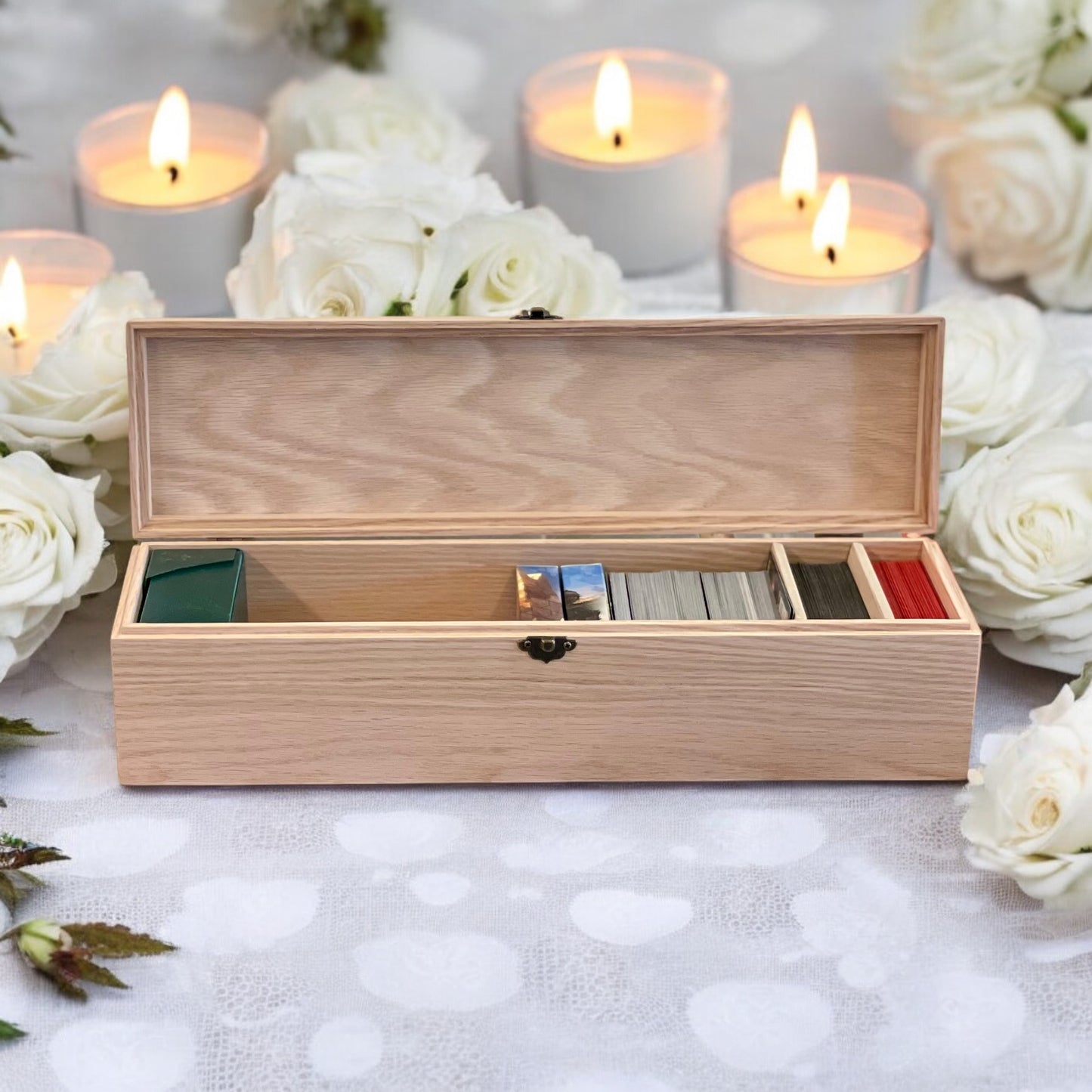 Trading Card Storage Box Wooden Collector Card Deck Box Card Organizer TCG Deck Box Baseball Card Storage Gift for Him Football Card Box