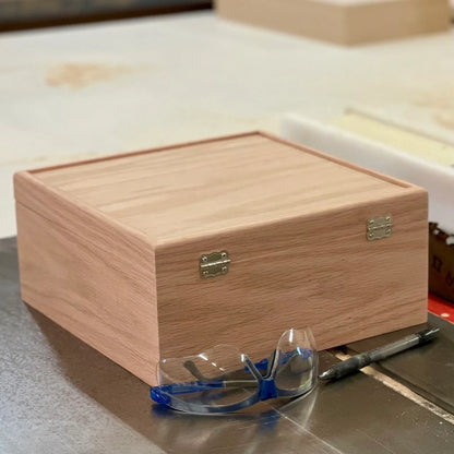 Square Wooden Box Oak Wood Box for Crafts Unfinished Wood Box Decorative Wooden Box Gift for Him Memory Box for Her Laser Engraving Handmade - The Designcraft Studio