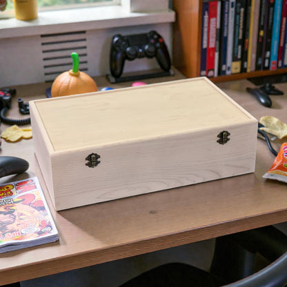 Maple 5-row MTG deck box with antique brass hardware - premium hardwood