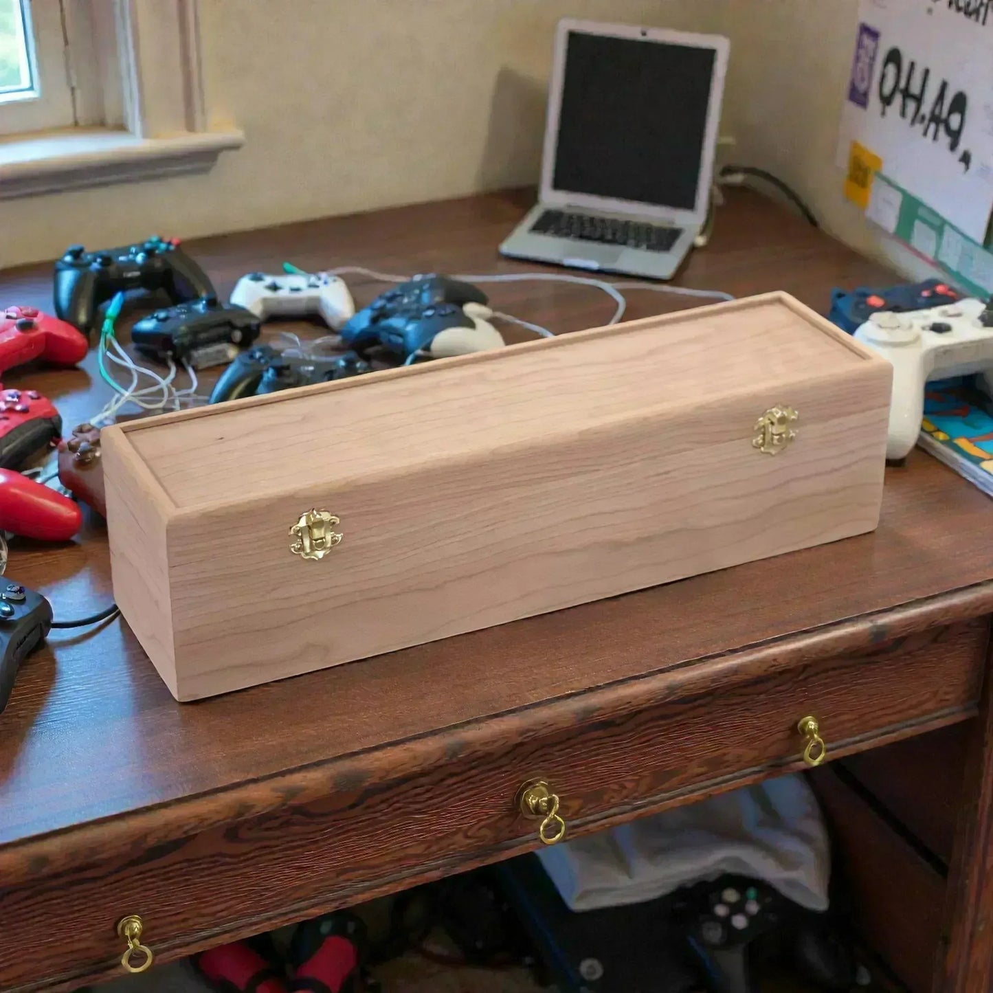 1-Row Wooden Trading Card Storage Box - MTG Deck Box - Holds 750+ Cards - The Designcraft Studio