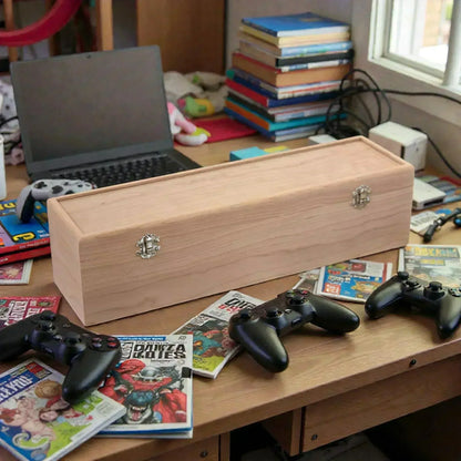 1-Row Wooden Trading Card Storage Box - MTG Deck Box - Holds 750+ Cards - The Designcraft Studio