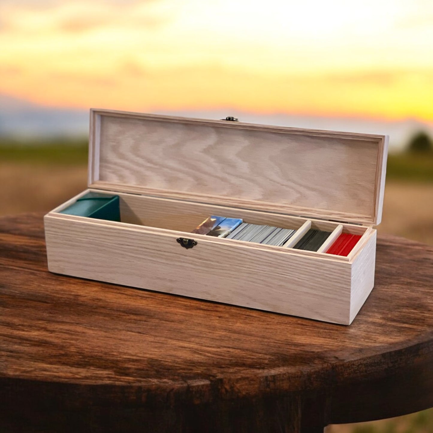 Trading Card Storage Box Wooden Collector Card Deck Box Card Organizer TCG Deck Box Baseball Card Storage Gift for Him Football Card Box