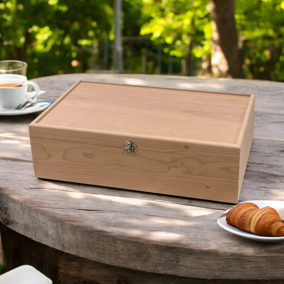 Extra Large wooden pet memorial box with hinged lid in Red Oak, Maple or Cherry