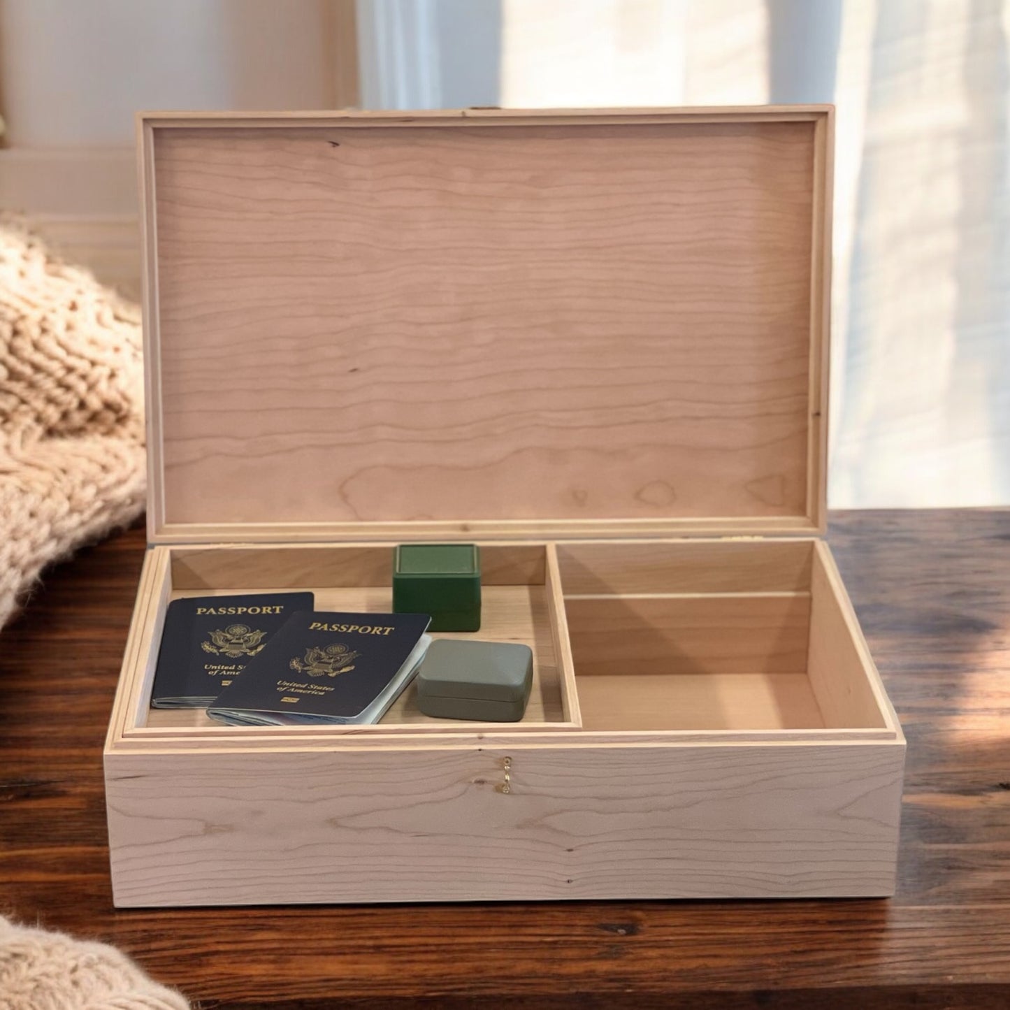 Mens Valet Box Personalized Anniversary Gifts for Him Engraved Wood Jewelry Box Nightstand Organizer for Men Fathers Day Gift Custom Engrave