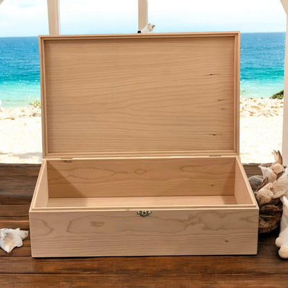 Extra Large wooden pet memorial box with hinged lid in Red Oak, Maple or Cherry