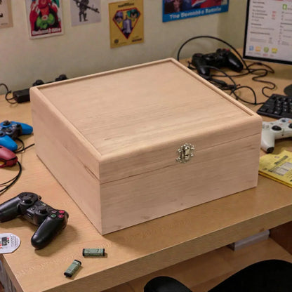 3-Row Wooden Trading Card Storage Box - MTG Commander Deck Box - Holds 1,125+ Cards - The Designcraft Studio