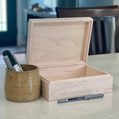 Unfinished Maple Keepsake Box with Hinged Lid - The Designcreaft Studio (8"x6"x3") - The Designcraft Studio