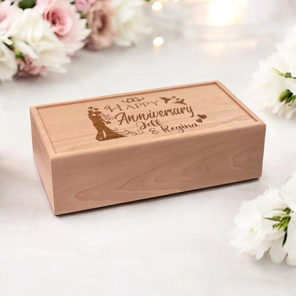 Personalized Anniversary Gift Wine Box for Couples Keepsake Box Memory Box Custom Engraved Anniversary Box for Wedding Gift for Her - The Designcraft Studio