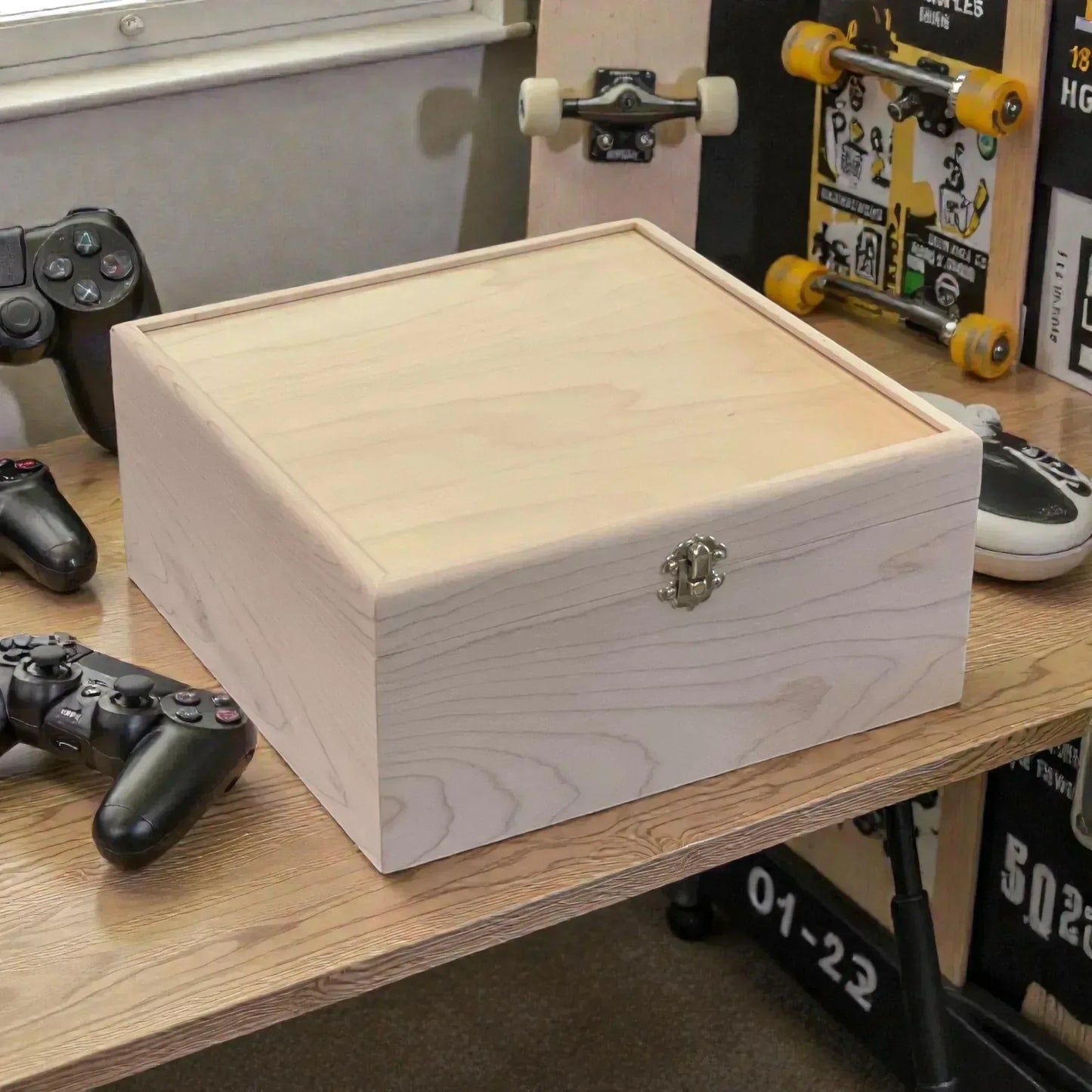 3-Row Wooden Trading Card Storage Box - MTG Commander Deck Box - Holds 1,125+ Cards - The Designcraft Studio