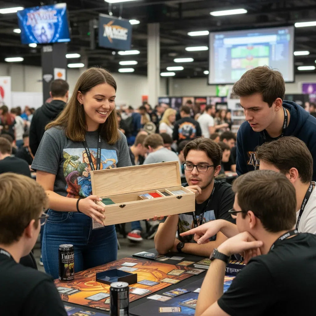 1-Row Wooden Trading Card Storage Box - MTG Deck Box - Holds 750+ Cards - The Designcraft Studio
